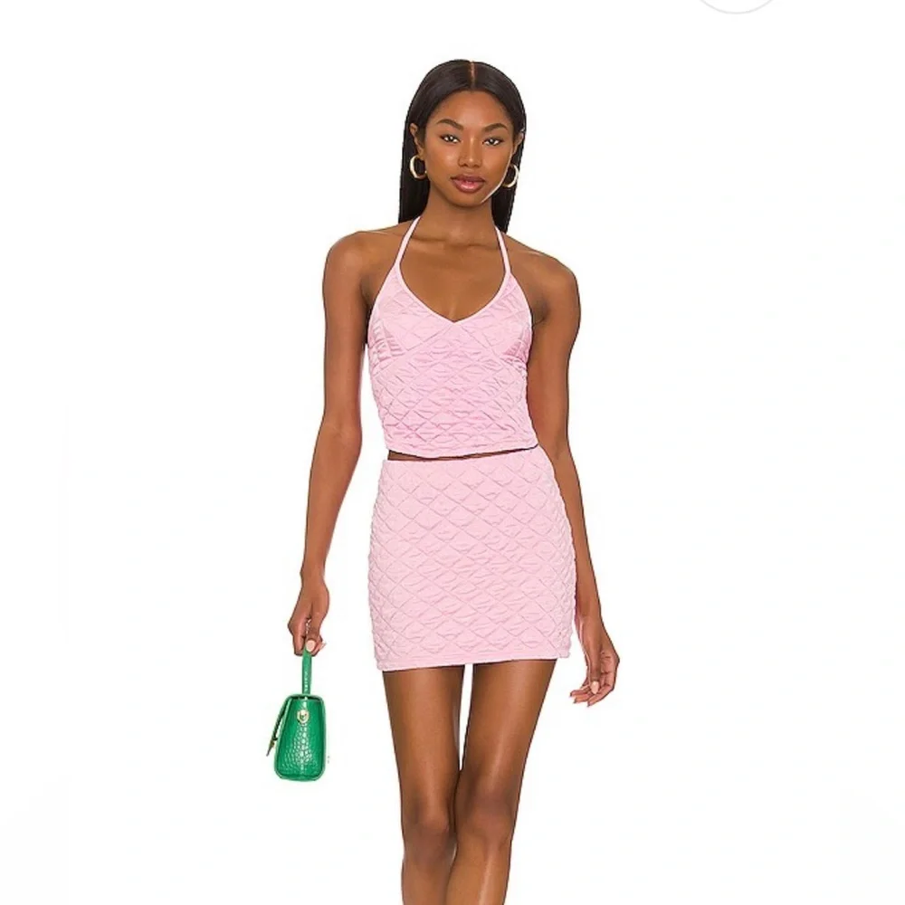 FRANKIES BIKINIS Winward Puff Skirt and Puff Tank in Baby Pink. Size S